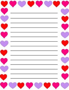valentines day paper template  writing blank lined  letter