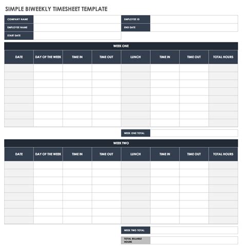 biweekly timesheet templates smartsheet