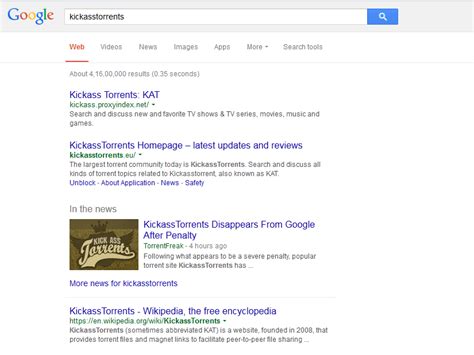 google removes kickass torrents   search results