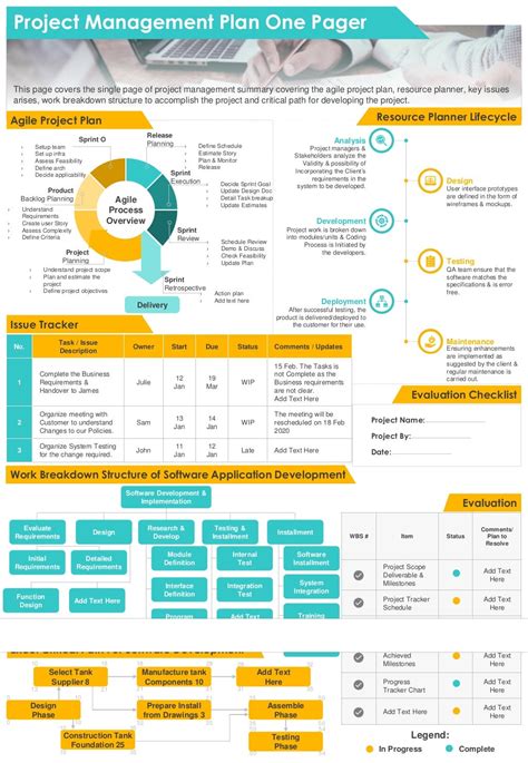project management plan  pager  report infographic