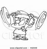 Boy Cartoon Strong Little Barbell Lifting Clipart Outline Royalty Rf Toonaday Ron Leishman Clip Illustrations Fitness Small Man Clipartof sketch template
