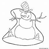 Coloring Winter Snowman Big Christmas Smiling Hat Pages Printable sketch template
