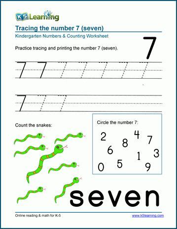 number  worksheet  preschool kindergarten math worksheets number