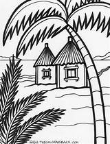 Coloring Pages Hut Beach House Summer Drawing Print Tree Jabba Colouring Island Color Houses African Hutt Kids Outline Magic Peters sketch template