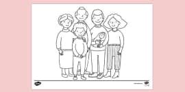 family colouring pictures  people worksheets