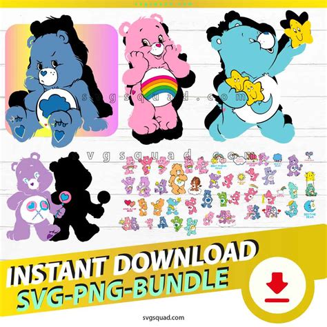 care bears svg png colorful bears bundle instant