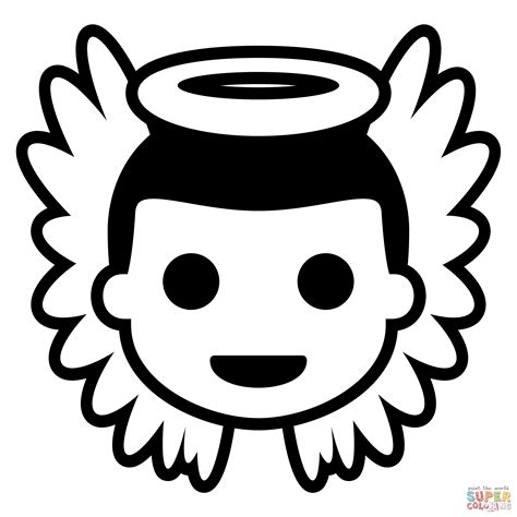 baby angel emoji coloring page  printable coloring pages