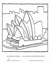 Sydney Opera Coloring House Australia Worksheet Pages Worksheets Harbour Bridge Drawing Education Colouring Australian Grade Designlooter Geography Studies Social Color sketch template