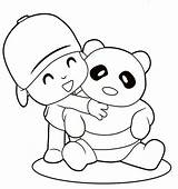 Pocoyo Hug Coloring Panda Pages Posing Friends 92kb 640px Getcolorings sketch template