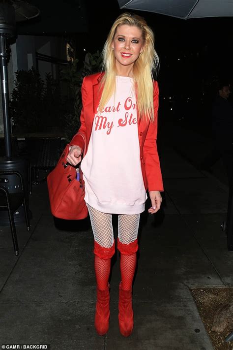 tara reid celebrates valentine s day with racy red lace stockings for