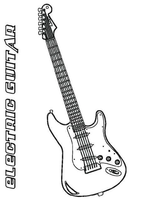 print coloring image momjunction  sketch color guitar sketch