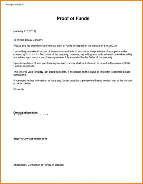 proof  funds letter  real estate purchase cover letters samples