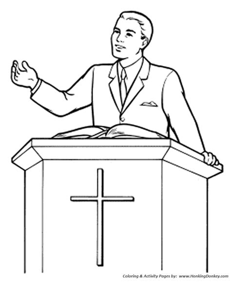 church coloring pages preacher   pulpit sunday school  vbs