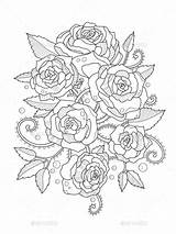 Rosas Books Flores Rozen Delle Adultes Colore Vettore Floral Alexanderpokusay sketch template