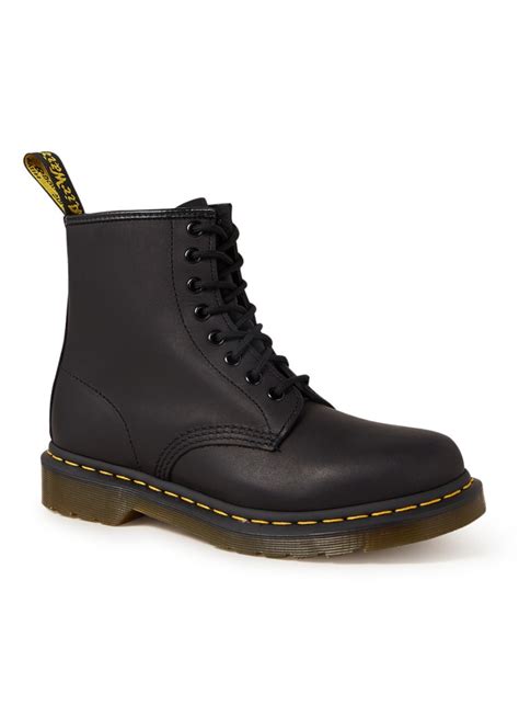 dr martens  greasy biker boot van leer zwart de bijenkorf