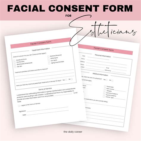 facial consent form digital  digital intake form client