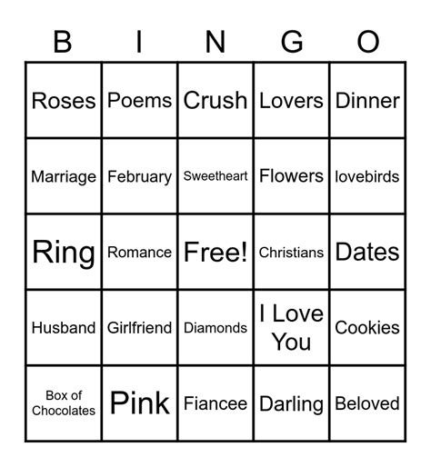 valentine bingo card