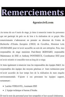 remerciement rapport de stage word
