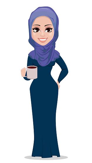 Karakter Kartun Wanita Bisnis Arab Ilustrasi Stok Unduh Gambar
