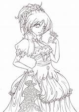 Chibi Flower Book Colorier Lineart Curly sketch template