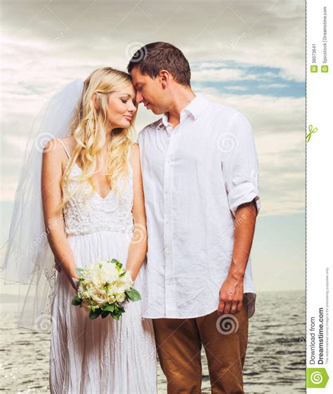 Bride And Groom Romantic Newly Married Couple On The