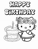 Coloring Birthday Kitty Hello Happy Pages Cake Printable Single Print Sheets Color Colouring Card Friends Her Book Grandma Popular Cartoon sketch template