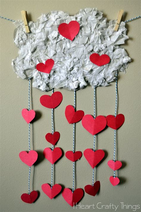 day  rained hearts valentines craft  kids  heart crafty