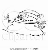 Snowman Santa Hat Cartoon Chubby Wearing Christmas Outlined Toonaday Clipart Coloring Vector 2021 sketch template