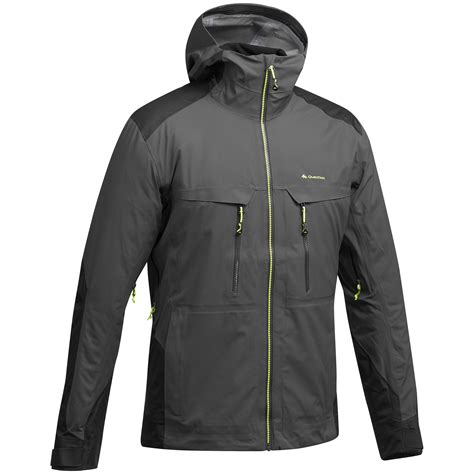 mens mountain hiking waterproof jacket mh black