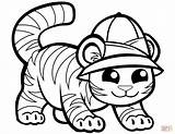 Tiger Coloring Cute Tigers Pages Cap Printable Drawing Preschool Cartoon Animals Paper Supercoloring sketch template