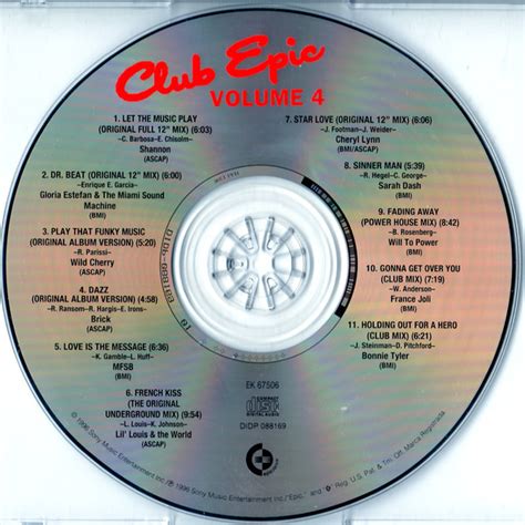 Cd Club Epic A Collection Of Classic Dance Mixes Volume