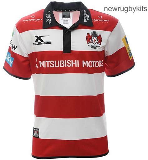 gloucester rugby shirt   glos rugby home kit   xblades  rugby kits