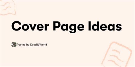 cover page ideas deesblworld