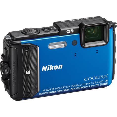 nikon coolpix aw waterproof digital camera blue  bh