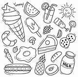 Doodle Pegatinas Garabatos Conjunto Alimentos Varios Fofos Bonitas Faceis sketch template