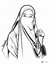 Muslimah Drawing Wanita Getdrawings sketch template