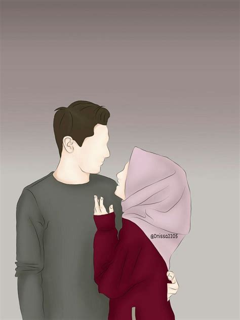 gambar kartun muslimah couple romantis bonus