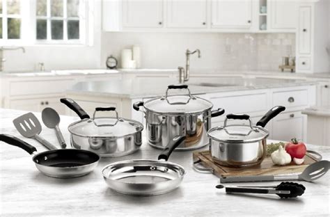stainless steel cookware set pc  cuisinart