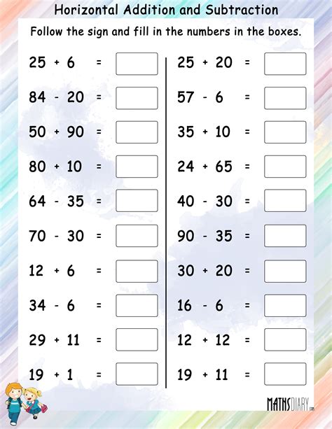 addition  subtraction worksheets printable