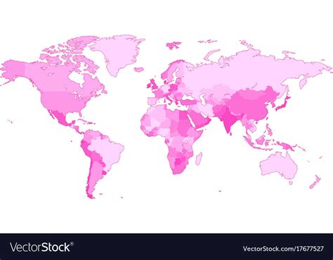 Pink World Map With Countries Royalty Free Vector Image