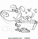 Dog Tub Cartoon Outline Bathing Happy Toonaday Bath Royalty Clip Illustration Rf Clipart Grooming Poster Print Soap Eating Boy Baby sketch template