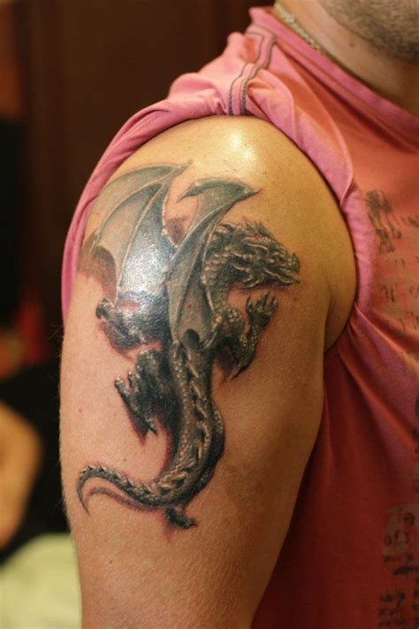 Dragon Tattoo On Shoulder Black And Gray By Zhenek Yuzhnyy Keltische