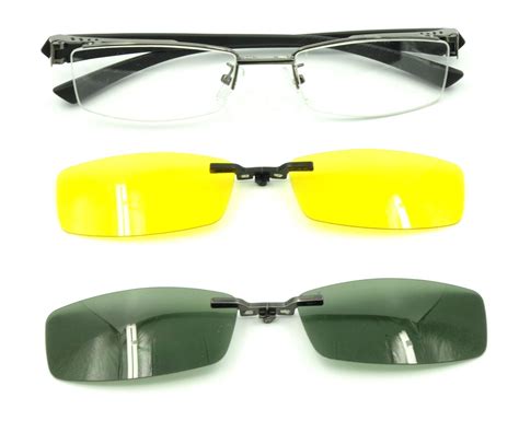 2 pcs magnetic clip on sunglasses mens half rimless eyeglasses frame