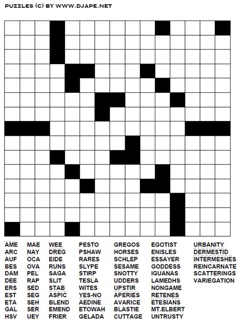 word fill  puzzles  printable printable crossword puzzles