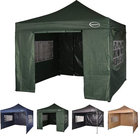 maximus heavy duty gazebo    gazebo market stall pop  tent   sides green amazon