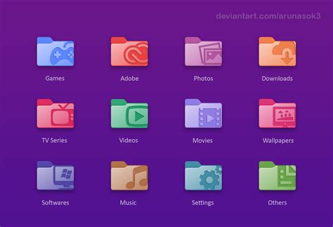 windows  coloured folder icons  arunasok  deviantart images