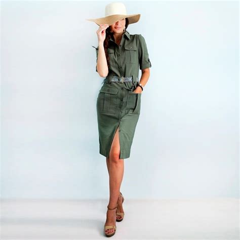 safari dress cotton dress  short sleeves safari dress etsy