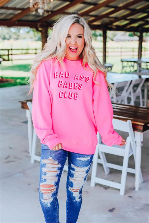 bad ass babes club sweatshirt hot pink whiskey darling boutique