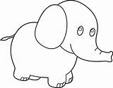 Elephant Coloring Cute Clip Clipart Line Sweetclipart sketch template