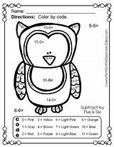 Color Subtraction Numbers Owls Funky Teacherspayteachers sketch template